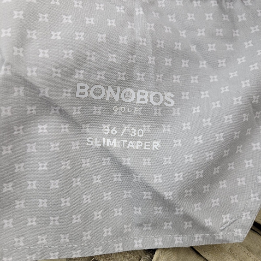Bonobos Golf Pants Men 36x30 Beige Slim Taper Khakis Stretch Performance Pockets - Picture 6 of 8